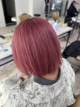 アジールヘア 所沢プロペ通り店(agir hair) ホワイトピンクワンレンボブ小顔カットケアブリーチ所沢韓国