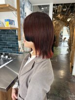 テイ(tei)&nbsp;バーガンディ/ボブ/顔まわりレイヤー/ワインレッド/テールカラー