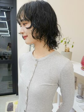 ウルフパーマ × 深みオリーブカラー