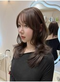 韓国ヘア レイヤーカッ チョコレートブラウンハッシュカット