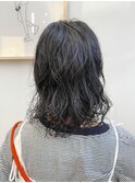 レイヤーボブ切りっぱなしボブラベンダーミルクティーベージュ