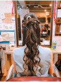 編み込みリボン風ヘアセット