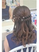 サイドお花ハーフアップ