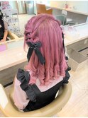 *両サイド編みこみハーフツイン*