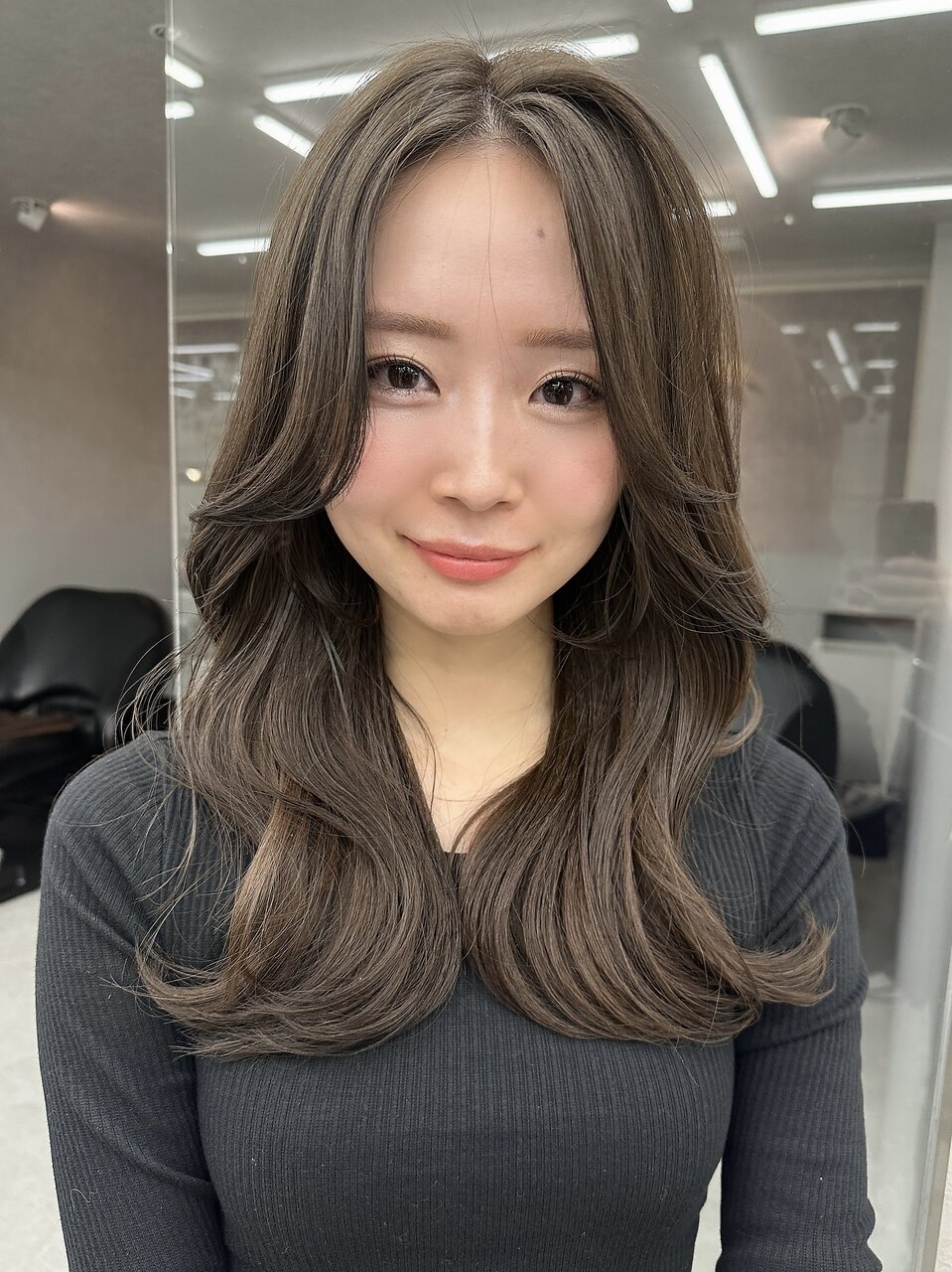 韓国くびれヘア/フェミニンロング/韓国ヘア/チェリーブラウン