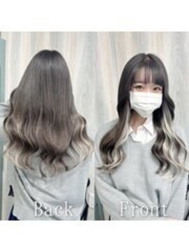 エクステ専門店あるじゃんすー 宇都宮店 グレージュ×シルキホワイト#シールエクステ#くびれ巻き#宇都宮