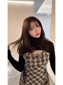 黒髪韓国ヘアくびれ前髪アンブレラカラーこなれミディイメチェン
