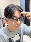 50代40代白髪ぼかしシルバーメッシュバレイヤージュ