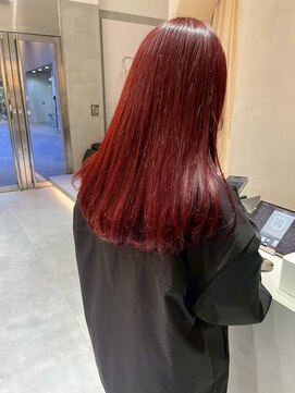 ガリカ 横浜(Gallica) ブリーチなしカラーワインレッド×艶髪ロング