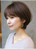 ショート 小顔 ココアベージュ 白髪染め 髪質改善 30代40代50代