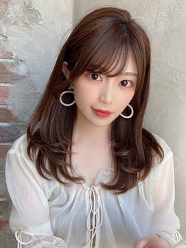 アフロート エル 大阪(AFLOAT L) ブラウン/こなれ感！フェイスレイヤー×ナチュラルセミロング