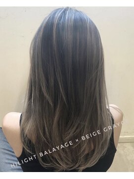 トルネード(TORNADO) 外国人風ミディアム ハイライトバレイヤージュ グレージュ