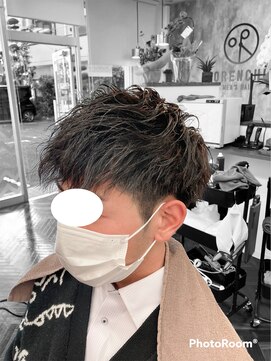 オレンチメンズヘアー(ORENCHI MEN'S HAIR) ツイストスパイラルパーマツーブロックショートヘア