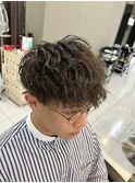 王道ツイストスパイラルパーマ 刈り上げマッシュツーブロック