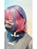 10代20代ブリーチツートンカラー伸ばしかけミディアムウルフ池袋
