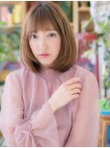 大人かわいいハイライト前下がりぷつっとボブ20代30代40代