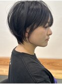 小顔カットショートボブ大人可愛いアッシュオリーブ