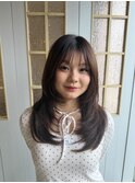 ミルクブラウン/ハッシュカット/くびれミディ/顔周り/前髪/韓国