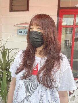 ムーブ(Moob) ウルフハイレイヤー×ピンクカラーでフェミニン雰囲気【別府】