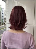 外ハネボブ　レイヤースタイル　チェリーレッド