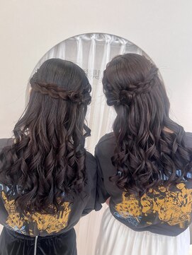 ヘアメイクアンドセットサロン リッコ(Hair make&set salon Ricco) 大阪梅田茶屋町ヘアセットサロンRiccoサイド編み込みリボンヘア