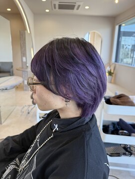 ヨンド(yond) マッシュショートラベンダーアッシュアップバング群馬太田