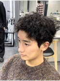 渋谷スパイキーショート無造作パーマメンズショート