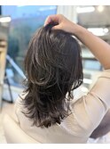 透明感カラーくびれヘア似合わせカット韓国ミディアムレイヤー