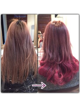 ロアナ 六本木(LOANA ROPPONGI) リアルサロンワークでのピンクグラデーションカラー☆セレブヘア