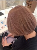 ショートボブ／ピンクミルクティー