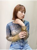 結べる切りっぱなしボブ×オレンジブラウン