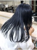 ブルーブラック/ブリーチなし/ネイビー/透明感カラー/髪質改善
