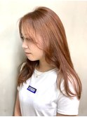 韓国風レイヤー／ブリーチなしピンクベージュ