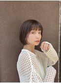 大人可愛い20代30代40代黒髪前下がりショートボブ丸みショート◎