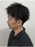 メンズアップバングショートパーマツイストパーマ刈り上げ