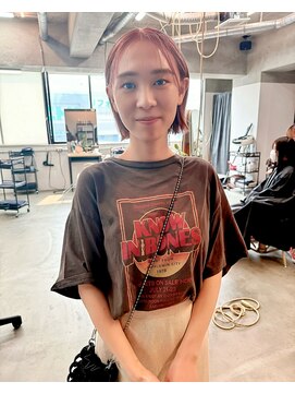 ワンインチ(1 inch) ピンクカラー/ブリーチ/ダブルカラー/シースルーバング