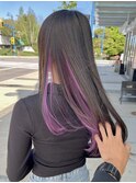 パープルインナーカラー/艶髪ストレート