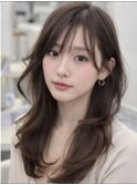 ミディアム大人レイヤーカットオリーブカラー