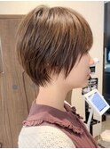 40代50代60代/小顔カット/ショート/オリーブグレージュ/白髪染め