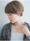 耳かけシンプルショート/大人ガーリー/くすみベージュ/髪質改善