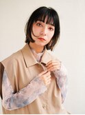 ミディアムヘア/斜めバング/グレージュカラー/新宿駅