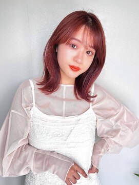 アグ ヘアー アーク 黒石店(Agu hair ark) 《Agu hair》おしゃ感★赤髪外ハネ×numberA.アクアバームセラム