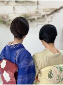 訪問着で前髪スッキリお茶会ヘア