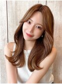 シャギーレイヤー韓国ワンホンヘアシースルーぱっつん前髪