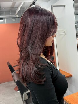 レブ 三条河原町(Reb,) ブリーチなしダブルカラーレイヤーカットミルクティーベージュ