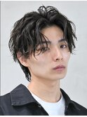 銀座新橋メンズ美容室センターパートマッシュメンズパーマ毛流れ