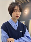 透明感カラー ボブ 前髪 ショート カラー ブリーチ&ダブルカラー