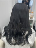 暗髪　アッシュグレー　艶カラー