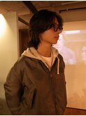 メンズボブウルフメンズミディアムレイヤーカットメンズウルフ