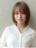 ☆デザインカラーオリーブベージュミディアムレイヤーカット前髪
